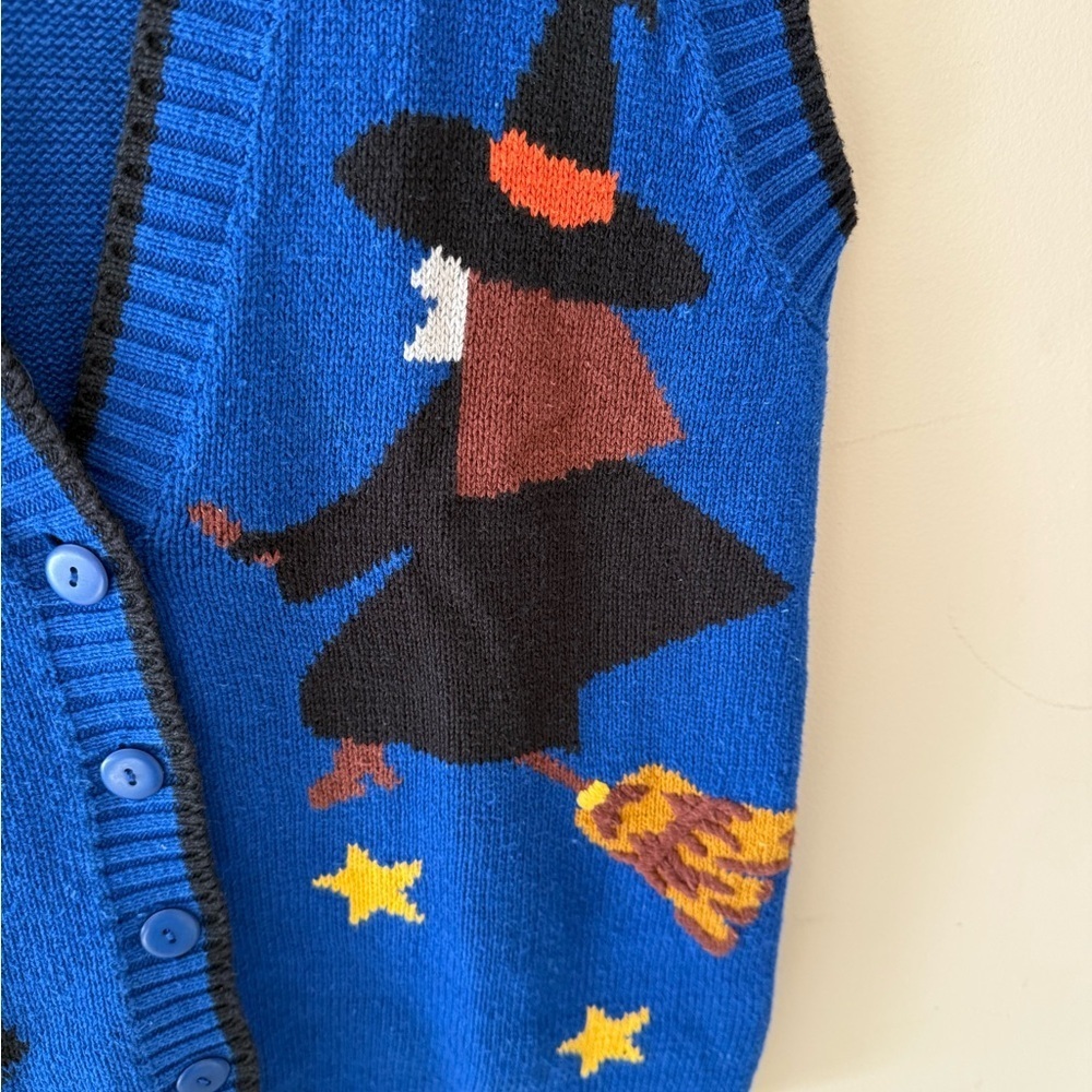 Halloween vintage witch black cat witchy spooky Sweater Vest  Medium - Picture 4 of 6